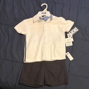DKNY White and Blue Kids Button Down Shirt